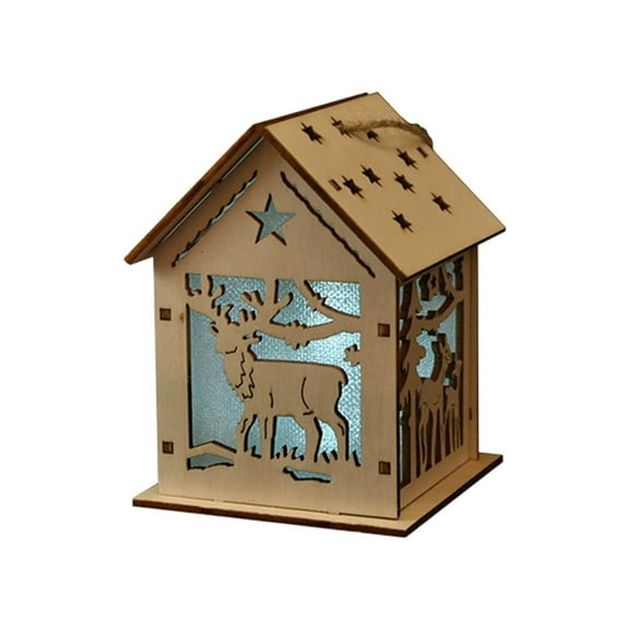 Summer Savings karymi Christmas Decorations Christmas Glowing Wooden Houses Snow Houses Tree Decorations Pendants DIY Gifts Window Displays Wooden Ornaments Womens Gifts for Christmas