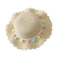 thumbnail image 1 of kttectoa Newborn Hats for Girls Summer Children's Colored Balls Bow Decorated Hat Rope Beach Hat Sun Hat Kids Sun Hat Straw Hat Beach Essentials Baby Sun Hat Baby Hats, 1 of 1