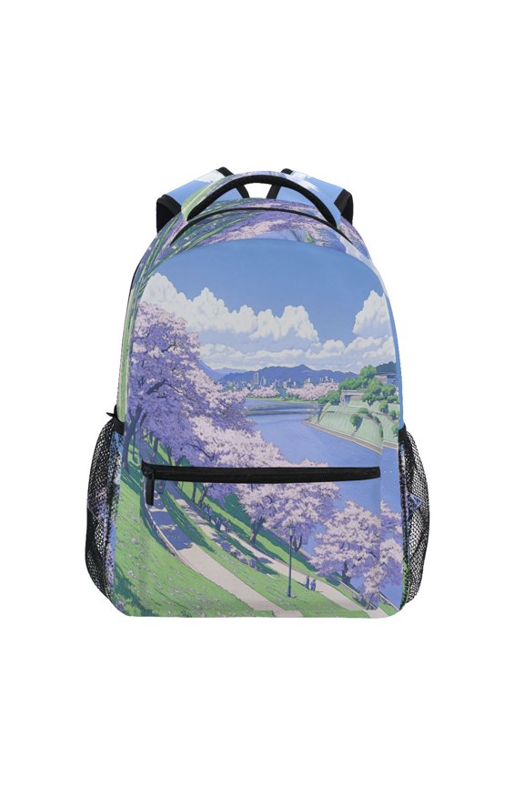 Summer Scenery Stylish Large Backpack 15L Self-Standing Durable Twill for School, Office and Travel Use
