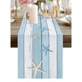 thumbnail image 1 of Summer Sea Blue Starfish Table Runner-36 Inch Long Rustic Farm Wood Board Table Runners Linen Burlap Tablerunner for Kitchen Dining Room Holiday Party, 1 of 9