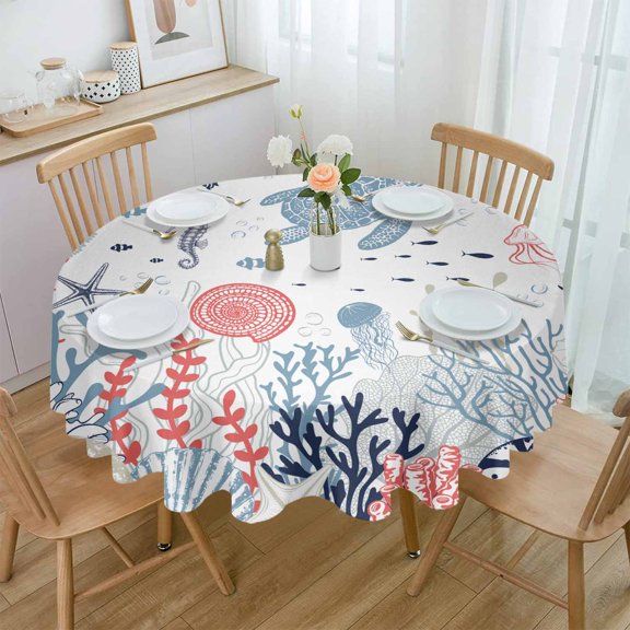Summer Sea Coral Sea Turtle Table Cloth Waterproof Wedding Holiday Tablecloth Coffee Table Decor Table Cover