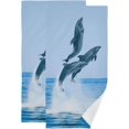 thumbnail image 1 of Summer Sea Dolphins Hand Towels, Sea Animal Scenery Kitchen Towel Ultra Soft and Absorbent,Decorative Fingertip Face Towel for Bathroom Hotel, 2 PCS, 28.3"x 14.4", 1 of 5