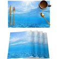thumbnail image 1 of Summer Sea Placemats Set of 4,Washable Woven Burlap Cloth Fabric Placemat for Square/Rectangle/Round/Oval Dining Table,Easy Clean Place Mats for Toddlers,Kids Fantasy Gradual Solid Blue Ocean Seawater, 1 of 1