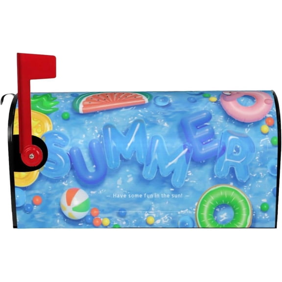 Summer Sea Pool Mailbox Covers Magnetic Letter Post Box Cover Mail Wraps Garden Decorations Standard Size 21 X 18 in