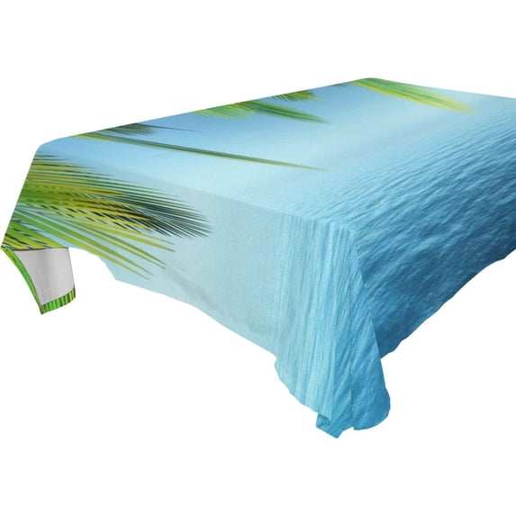 Summer Sea Rectangle Tablecloth, Dust Proof Anti Wrinkle Wipeable Table Cloth Tabletop for of Dinner Kitchen Wedding Holiday Party 54"x54" Home Decor