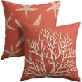 thumbnail image 1 of Summer Sea Starfish Pillow Covers 16x16 Inch Set of 2 Beach Pink Coral Throw Pillowcase Cotton Linen Square Decorative Nautical Coastal Themed Cushion Cover for Sofa Bedroom Indoor Outdoor Party, 1 of 6
