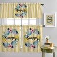 thumbnail image 1 of Summer Sea Stars Shells Lemon Curtain Tier and Valance Set 3 Piece, Vintage Yellow Striped 3-inch Rod Pocket Window Tier Curtains Valance for Kitchen Living Room, 1 of 9