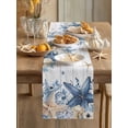 thumbnail image 1 of Summer Sea Stars Shells Table Runner 13x70in Non-Slip Cotton Linen Table Runners, Eucalyptus Leaves Dresser Scarves TableRunner for Dinner Kitchen Dining Wedding Party, 1 of 9