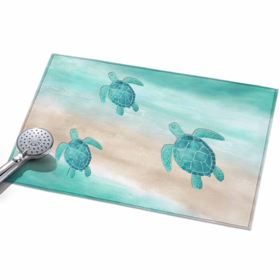 Summer Sea Turtle Area Rugs 2x3ft Teal Ocean Animal Gradient Sea Wave Sand Floor Rug Non Slip Low Pile Ultra Soft Throw Carpet for Entryway Indoor Entrance Kitchen Bathroom