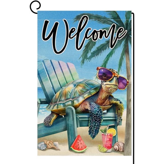 Summer Sea Turtle Garden Flag 12x18 Vertical Double Sided Blue Ocean Welcome Holiday Outdoor Burlap Yard Flag