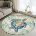 thumbnail image 1 of Summer Sea Turtle Round Living Room Rugs 3.3 ft, Nautical Ocean Watercolor Turtle Coral Linen Washable Area Rug with Non-Slip Sturdy Edge Binding Round Front Door Mat Floor Carpet for Entryway, 1 of 9