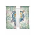 thumbnail image 1 of Summer Sea Turtle Sheer Curtains 72 Inch Long 2 Panels, Nautical Ocean Watercolor Turtle Coral Linen Light Filtering Rod Pocket Curtains, Sheer Voile Drapes for Living Room Bedroom, 52"x72", 1 of 8