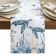 thumbnail image 1 of Summer Sea Turtle Table Runner - 90 Inch Long, Kitchen Dining Table Runner Dresser Scarves, Ocean Coastal Coral Flower Blue Farmhouse Decor for Coffee Tables Wedding Party Banquet, 1 of 8