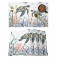 thumbnail image 1 of Summer Sea Turtles Placemats Set of 4 Coastal Watercolor Ocean Corals Place Mats Indoor Wipeable Table Mats Washable Cloth Dining Table Placemats for Kitchen Holiday Party Home Decor 13x19 Inch, 1 of 9