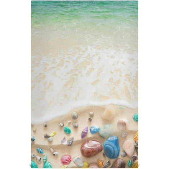 Summer Sea Water Tea Towels 4 Pack Beach Colorful Seashell Kitchen Dish Cloth with Hanging Loop, 18"x28" Lint-Free Absorbent Towel for Kitchen Drying Wiping and Cleaning