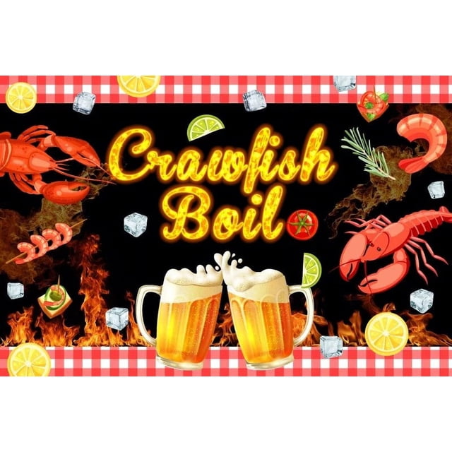 Aperturee Rectangle Backdrop Seafood Boil Birthday, Summer Crawfish Lemon Good Times Rectangle Cover