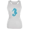 thumbnail image 1 of Summer - Seahorse Faux Stitched White Juniors Soft Tank Top - Medium, 1 of 1