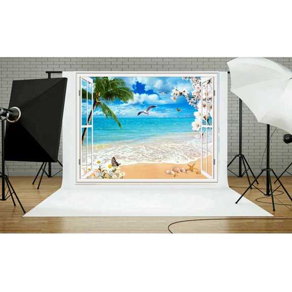 Summer Seascape Beach Dreamlike Haloes 3D Photography Background Screen Photo Video Studio Fabric Props Backdrop 59x35 inches / 150x90 cm