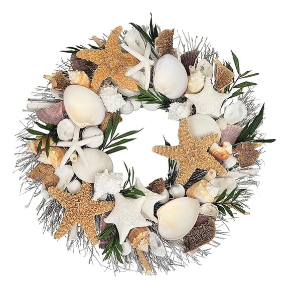 Summer Seashell 20in Coastal Wreath All Natural (Palm Beach)