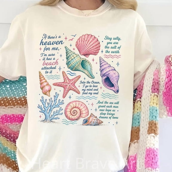 Summer Seashells Shirt, Coastal Beach Shell Tee, Vacation Summer Tee Shirt, Seashell Shirt, Summer Vacation Outfit, Ocean Lover Gift