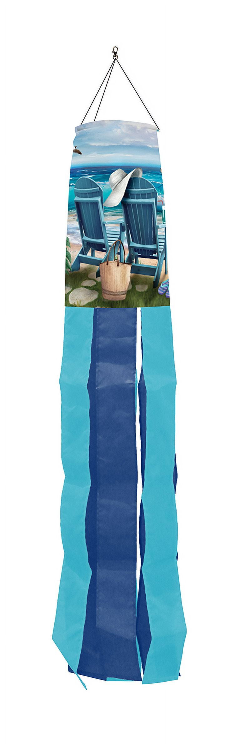 Summer Seaside Escape Blue and Aqua Windsock 40x6