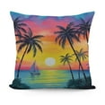 thumbnail image 1 of Summer Seaside Throw Pillow Covers Colorful Tie Dye Sunset Dreamy Pillow Cases for Kids Teens Adults Tropical Coconut Trees Sailboat Wild Seagull Cushion Covers for Chairs RV, 1 of 5