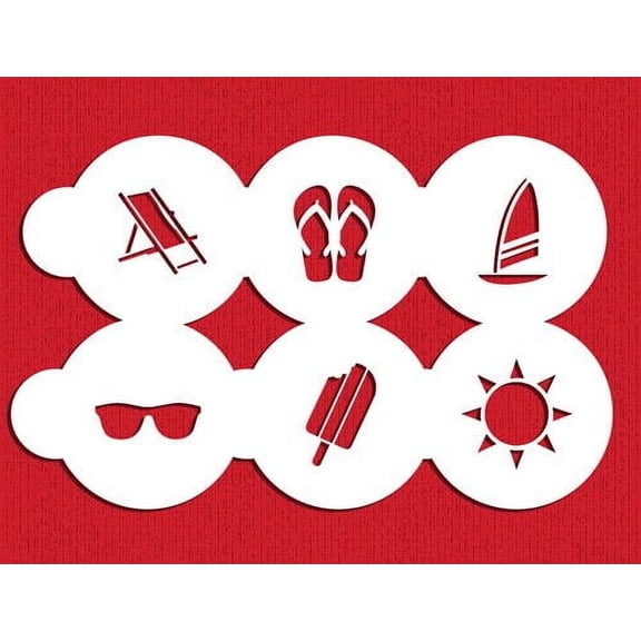 Summer Season Cupcake/Cookie Top Stencil Set C1035 by Designer Stencils