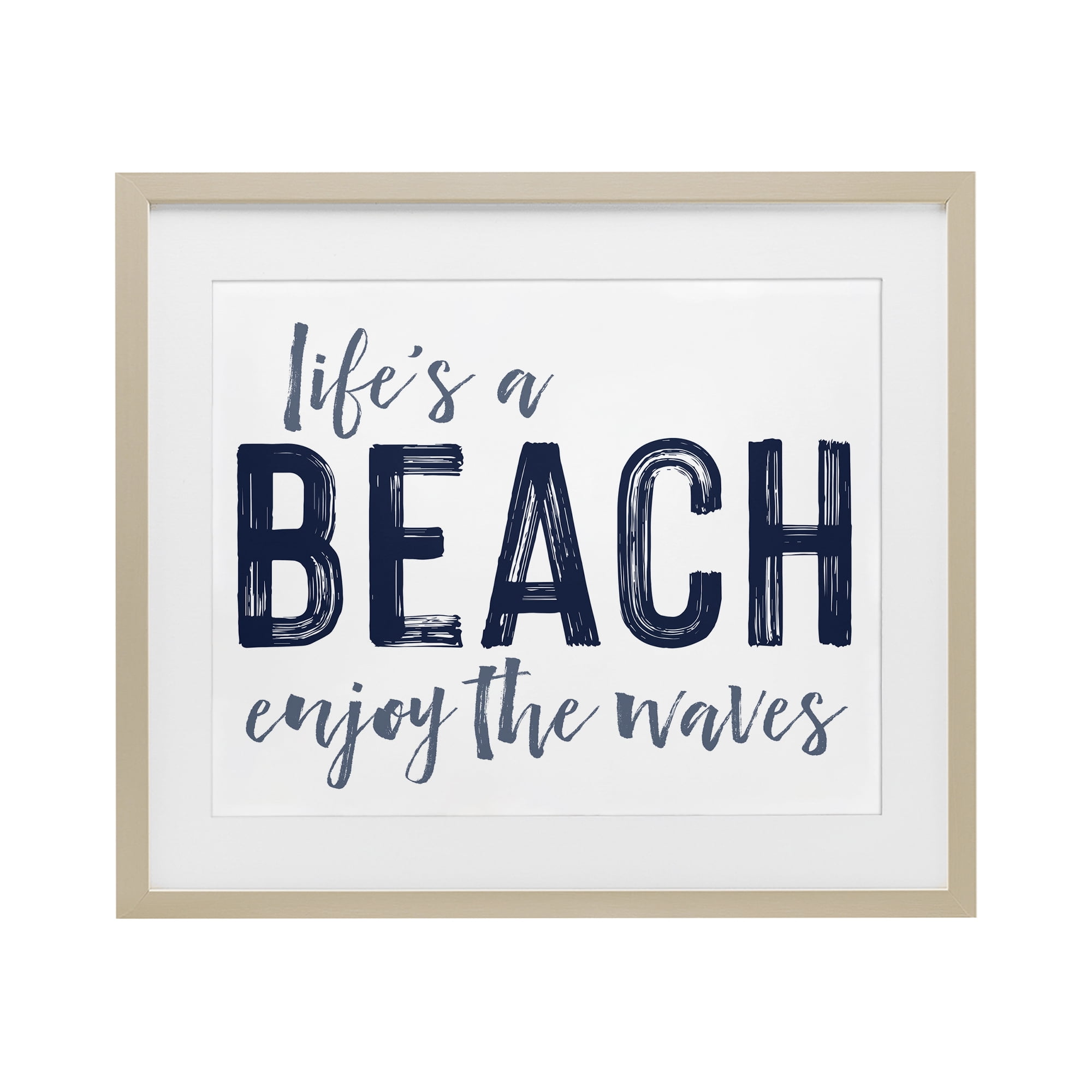 Summer Sentiment Enjoy Waves Birch Framed Print Under Glass, design by Lettered and Lined