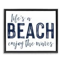 Summer Sentiment Enjoy Waves Black Framed Floater Canvas Wall Art, design by Lettered and Lined