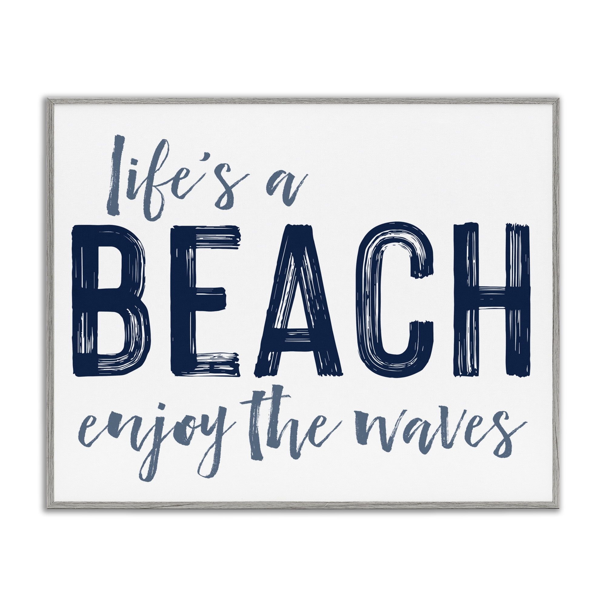 Summer Sentiment Enjoy Waves Gray Framed Giclee Art, design by Lettered and Lined