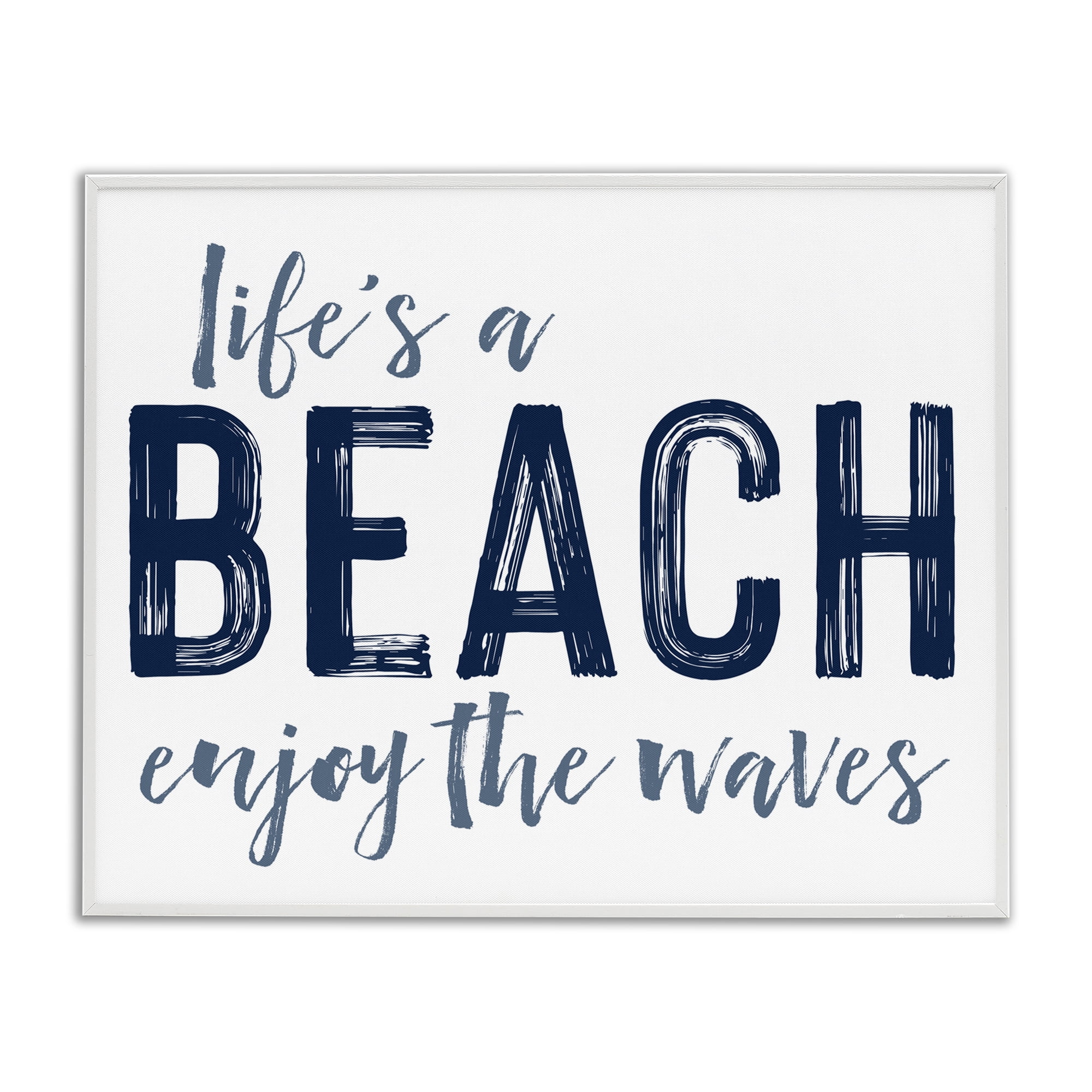 Summer Sentiment Enjoy Waves White Framed Giclee Art, design by Lettered and Lined