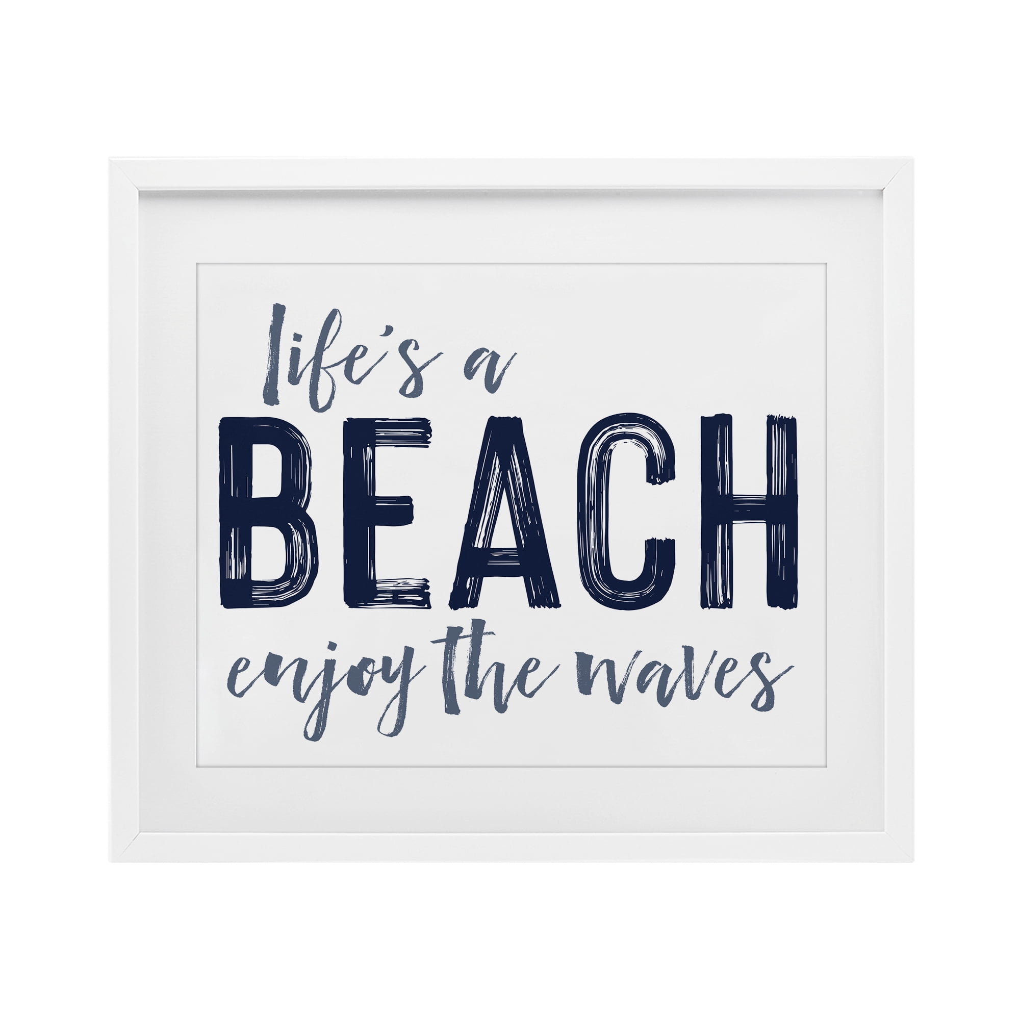 Summer Sentiment Enjoy Waves White Framed Print Under Glass, design by Lettered and Lined