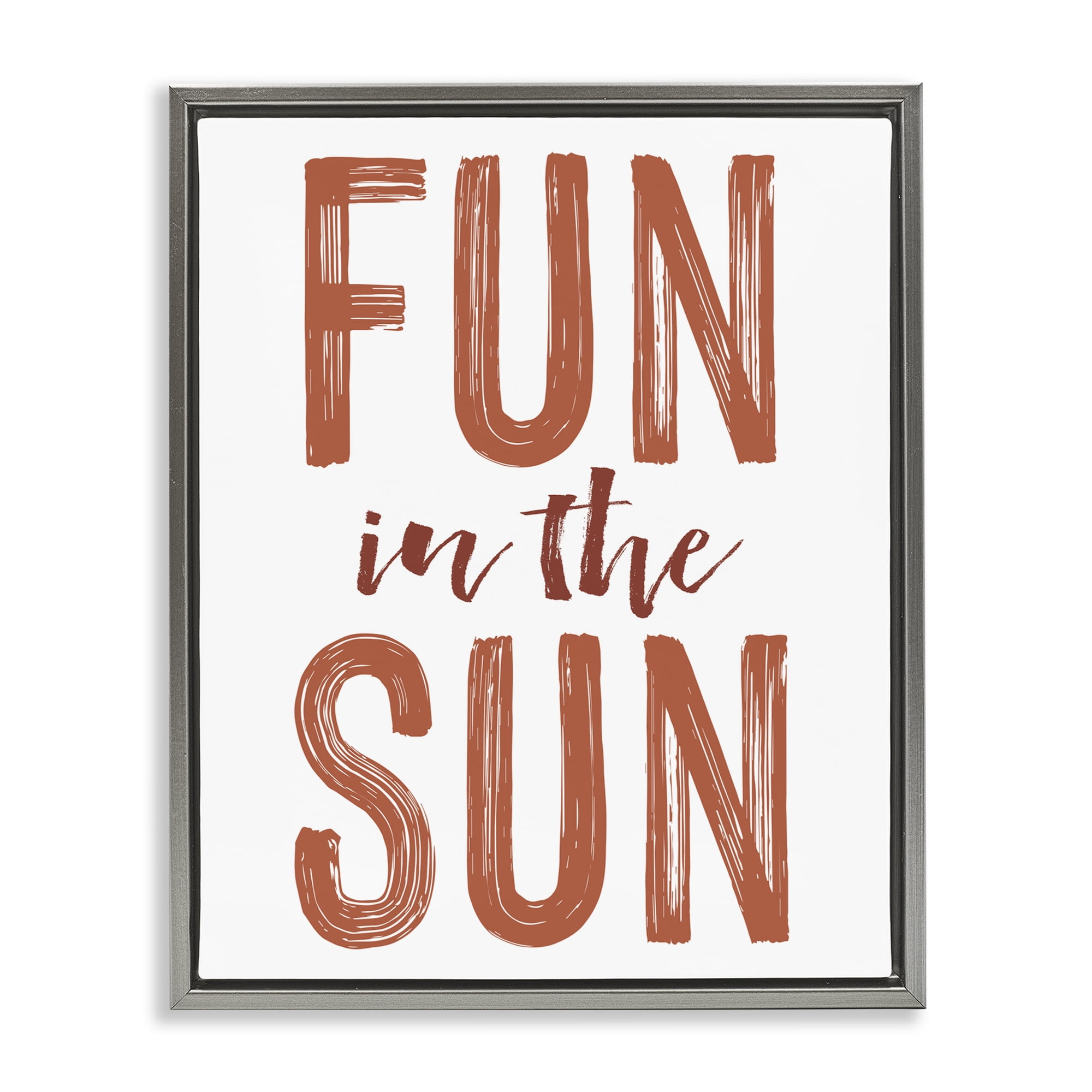Summer Sentiment Fun In Sun Gray Framed Floater Canvas Wall Art, design by Lettered and Lined