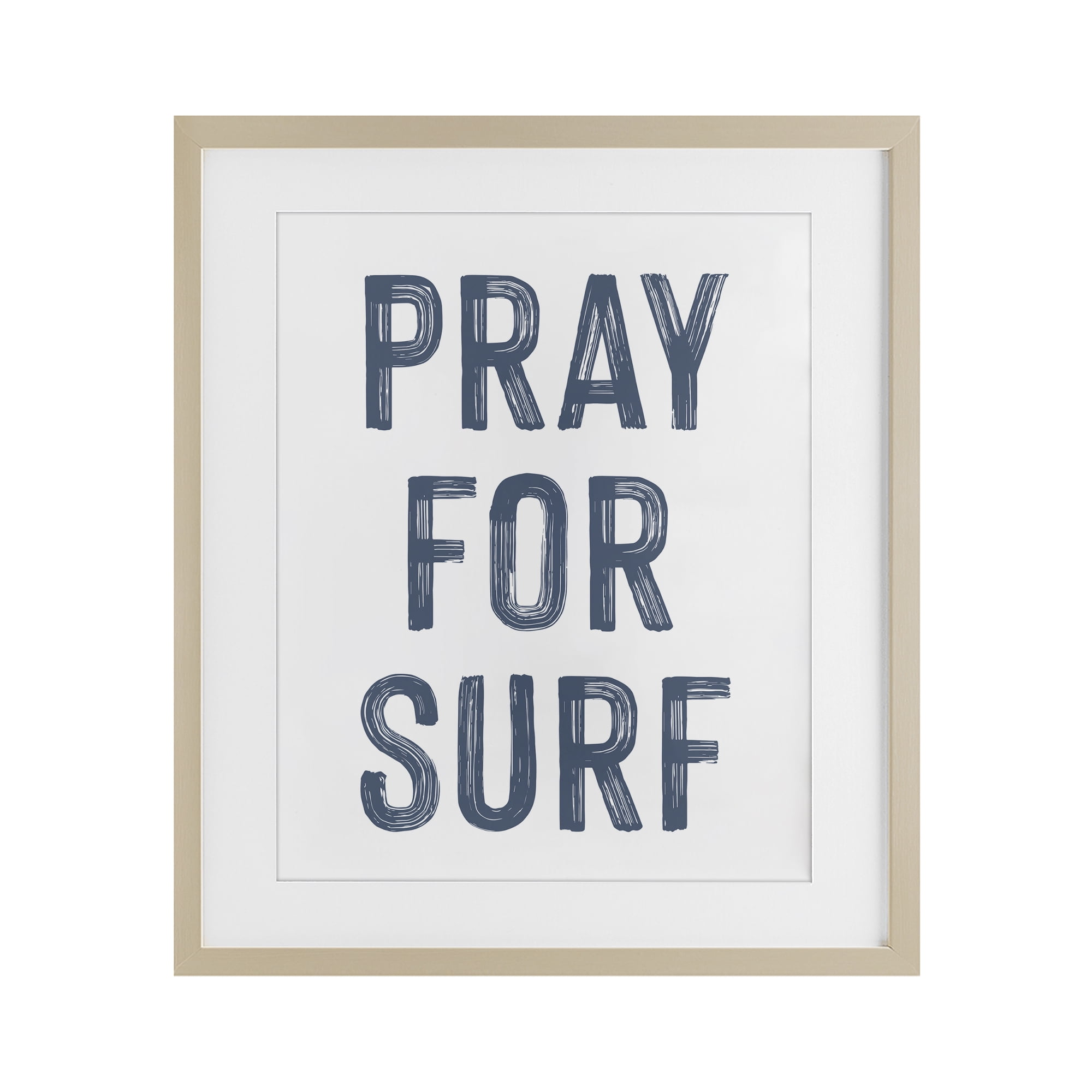 Summer Sentiment Pray For Surf Birch Framed Print Under Glass, design by Lettered and Lined