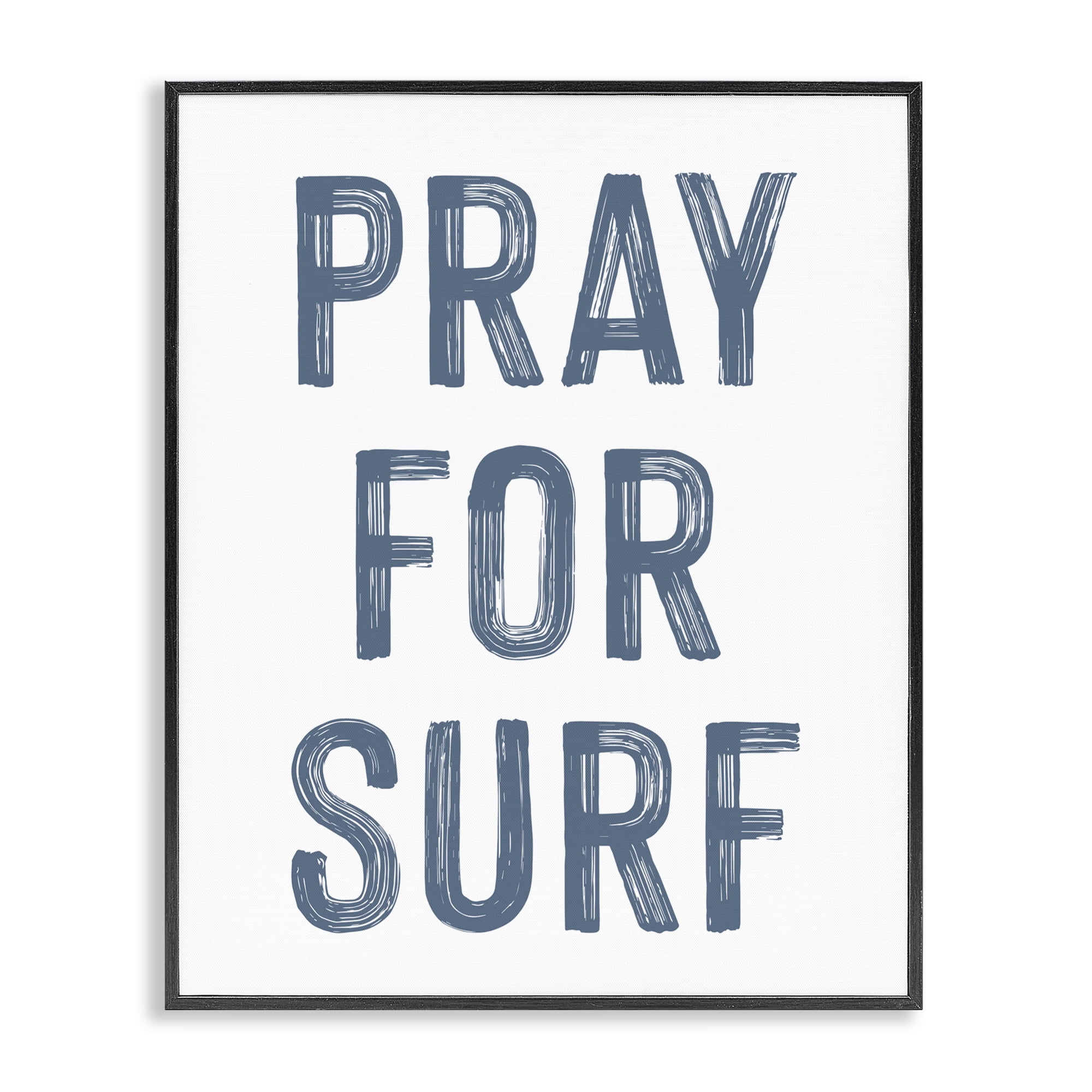 Summer Sentiment Pray For Surf Black Framed Giclee Art, design by Lettered and Lined