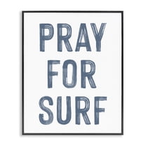 Summer Sentiment Pray For Surf Black Framed Giclee Art, design by Lettered and Lined