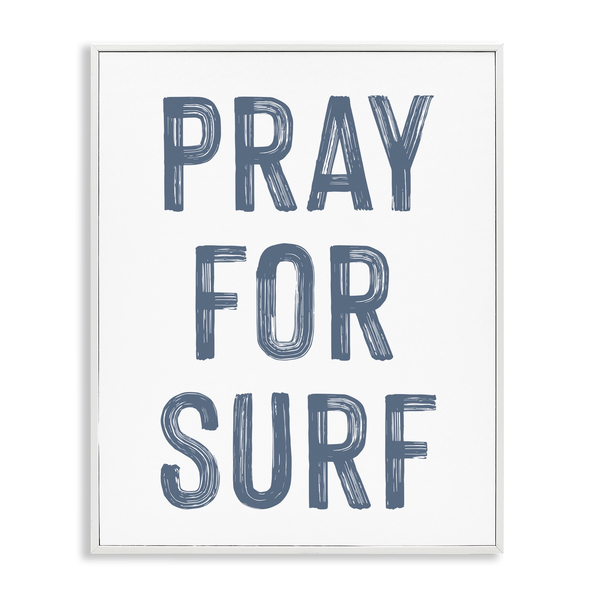 Summer Sentiment Pray For Surf White Framed Giclee Art, design by Lettered and Lined