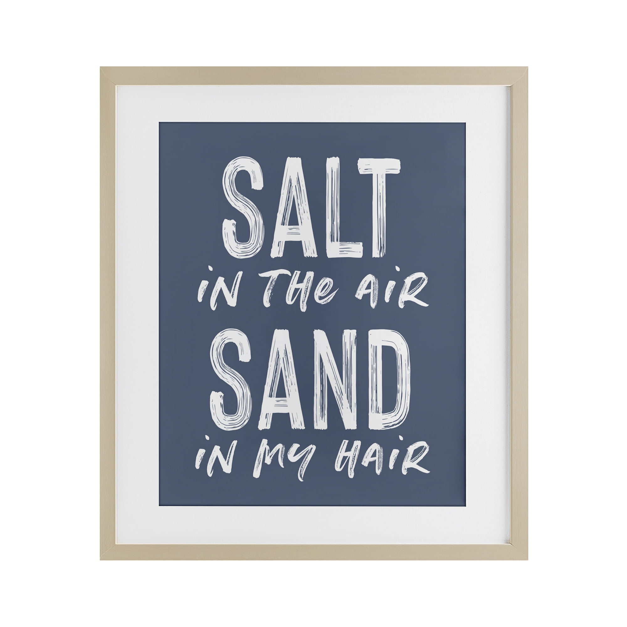 Summer Sentiment Salt Sand In Hair Birch Framed Print Under Glass, design by Lettered and Lined