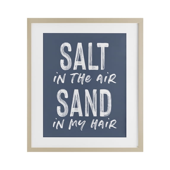 Stupell Industries Coastal Summer Sentiment Salt Sand In Hair Birch Framed Print Under Glass, 13 x 16, by Lettered and Lined