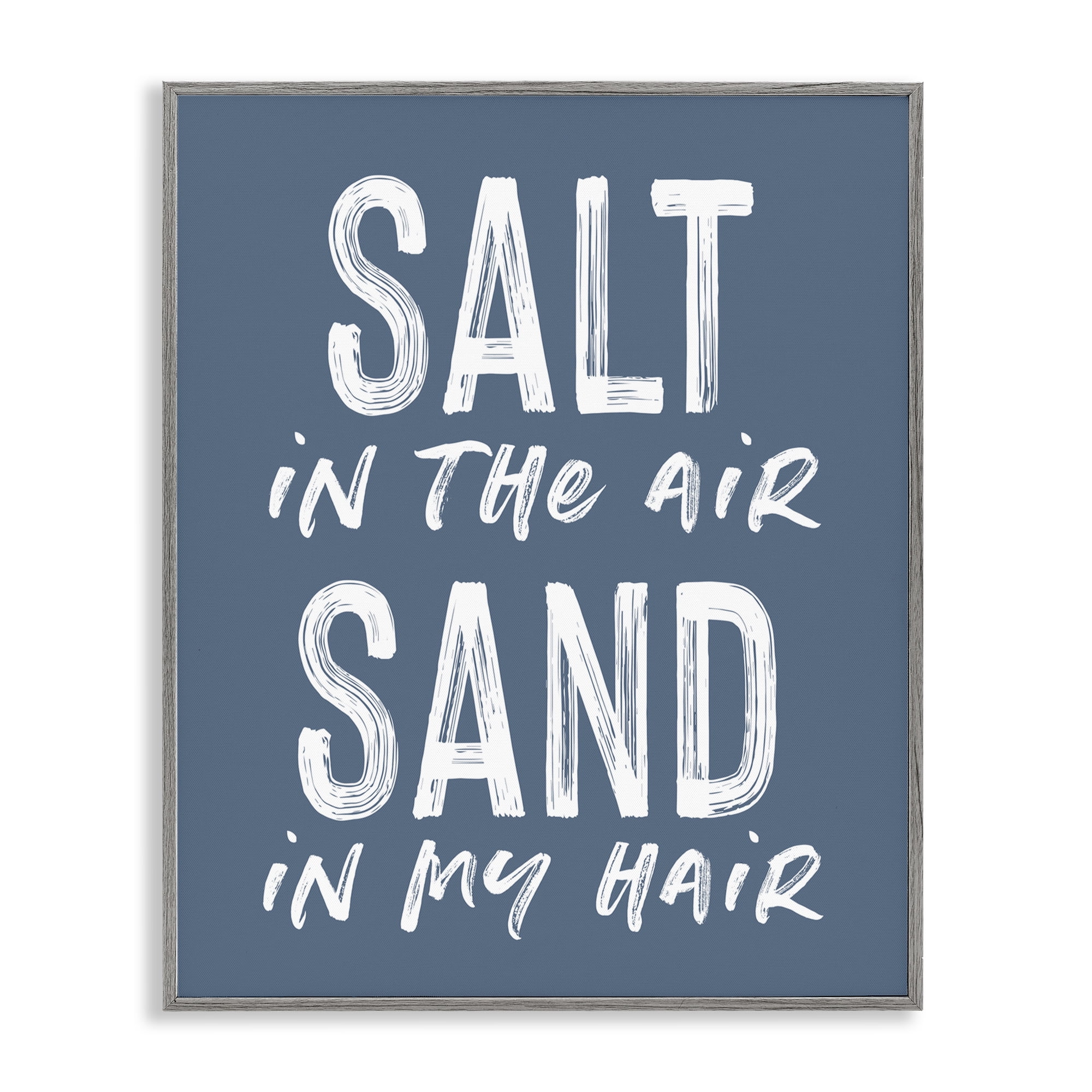 Summer Sentiment Salt Sand In Hair Gray Framed Giclee Art, design by Lettered and Lined