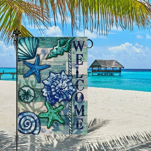 Summer Series Garden Flag 12x18in Double Sided Linen Welcome Beach Outdoor Decorative Banner Washable Fade Resistant for Patio Yard Home Holiday Event Unique Design Easy Install