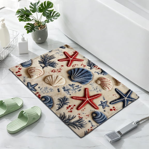 Summer Series Non-Slip Bath Mat – Absorbent Quick Dry Shower Mat for Bathroom Floor,A