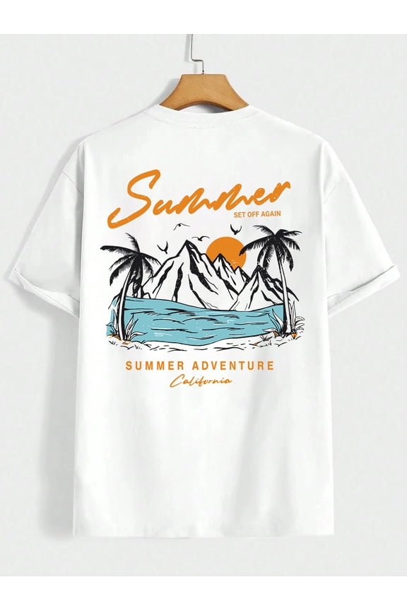 Summer Set Off Again Adventure California Mens T-Shirt Cotton Loose Tee Clothing Fashion Sweat Clothes Oversized Summer Tops