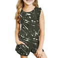 thumbnail image 1 of Summer Sets For Girls Clearance Fashion Printed Girls' Casual Sleeveless Ruffle Tops Elastic Waist Short Sets With Pockets Clothing Set For Baby Girl, 1 of 7