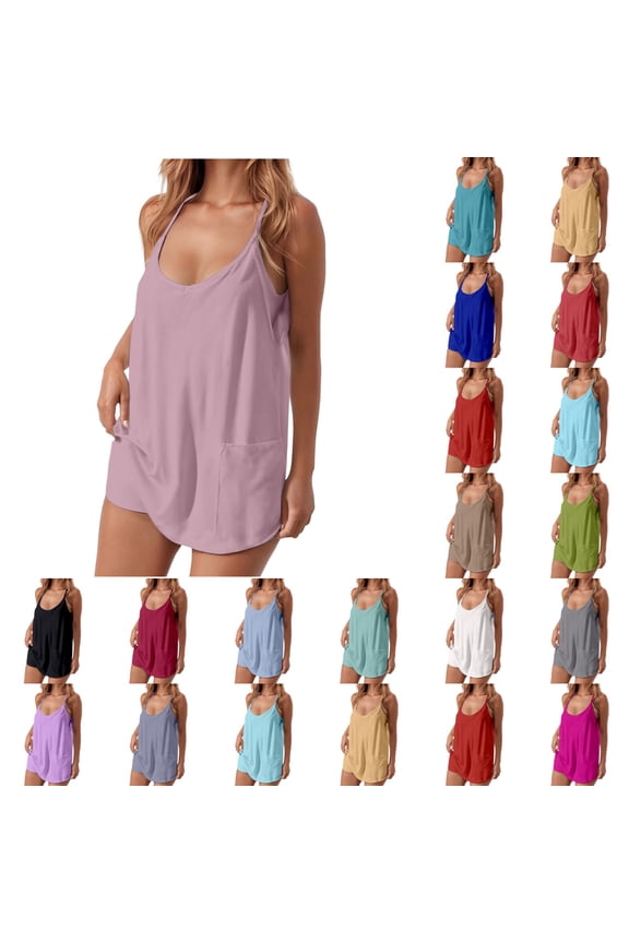 Summer Sets Women 2 Piece Outfits Lightweight Shorts Suit Versatile Casual Sleeveless Top with Pockets Orange Loungewear Set XXXXL