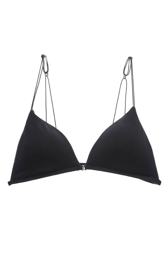 Summer Sexy Backless Camisole Bra with Front Closure, Thin Straps, Wireless Triangle Cup Bra