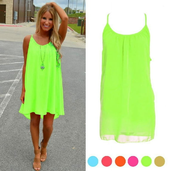 Summer Sexy Women Beach Chiffon Sleeveless Party Dress Casual Mini SunDress