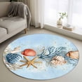 thumbnail image 1 of Summer Shell Round Area Rugs 3 ft, Ocean Coral Starfish Marine Life Washable Small Area Rug with Non-Slip Sturdy Edge Binding Round Front Door Mat Floor Carpet for Entryway, 1 of 9