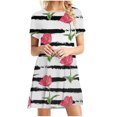 thumbnail image 1 of Summer Shift Dresses for Women Beach Floral Cute T Shirt Dress Sundress Casual Boho Crewneck Short Sleeve Mini Dress, 1 of 4