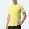 thumbnail image 1 of Summer Shirt For Men Fashion Crew Neck Breathable Elastic Sport Solid Color Casual Short Sleeved Summer Classic Basic Tee Shirts - Yellow∣2XL, 1 of 6